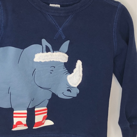 Carters 2T Boys Long Sleeve Blue Sweatshirt Top Shirt with hippopotamus - Picture 2 of 6